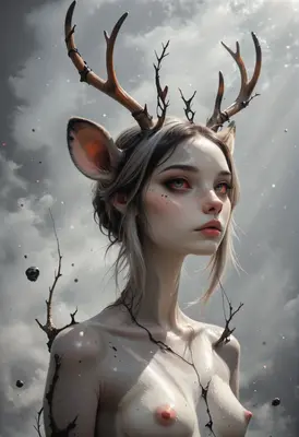 Ethereal Forest Spirit with Antlers