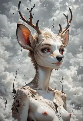 Ethereal Fawn Spirit in the Clouds
