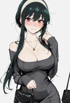 Blushing Yor Forger in Casual Wear
