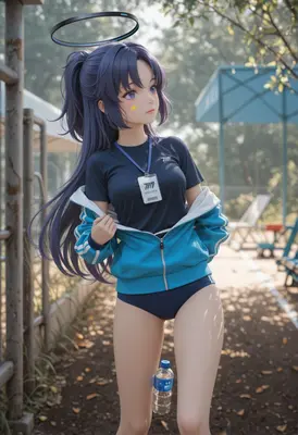 Athletic Angel in Blue Tracksuit