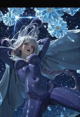 Celestial Elf Amidst Crystal Flowers