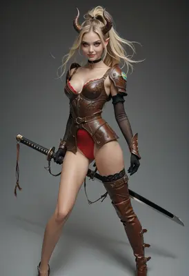 Steampunk Demon Warrior with Katana