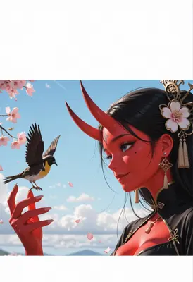 Red Oni Maiden and Small Bird