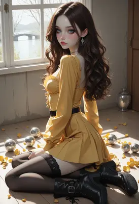 Girl in Yellow Dress by Window