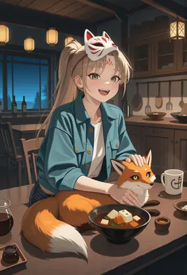 Girl Petting Her Fox Friend