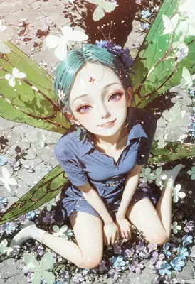 Fairy Girl Amidst The Floral Meadow