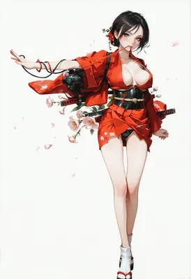 Cybernetic Ronin in Crimson Kimono