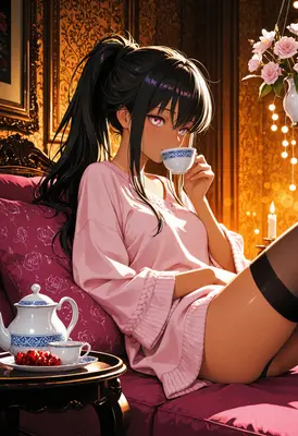 Evening Tea in a Golden Room