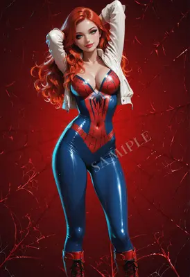 Redheaded Heroine in Spider Suit