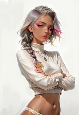 Stylish Girl with Braided Pastel Hair