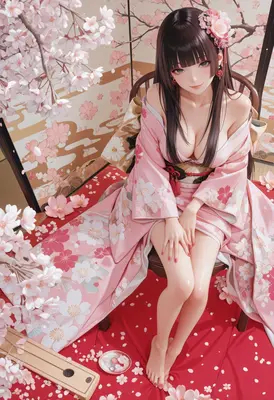Elegant Beauty Amidst Cherry Blossoms