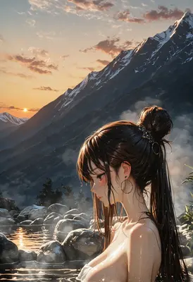 Serene Sunset at the Hot Springs