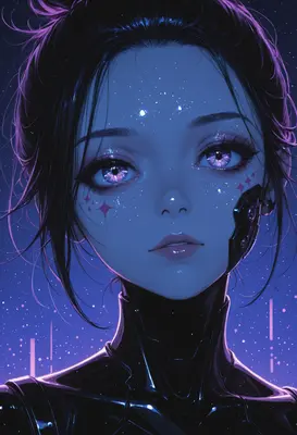 Celestial Cyborg Girl in Deep Space