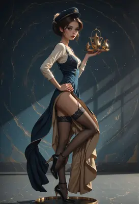 Elegant Server in Navy Blue Uniform