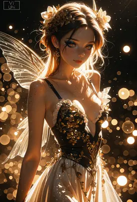 Ethereal Fairy in Golden Moonlight