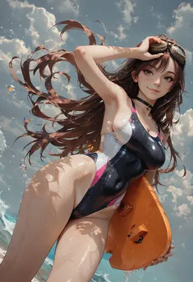 Summer Surfer Girl with Goggles