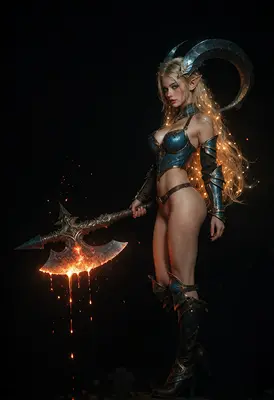 Ethereal Warrior with Molten Battle Axe