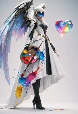 Celestial Artist with Mechanical Wings