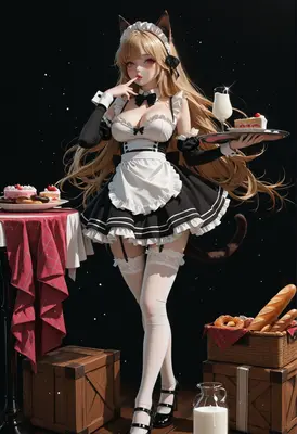 Sweet Cat Maid Serving Delicious Treats