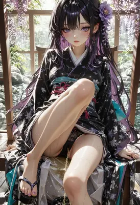 Wet Kimono Beauty by the Pond