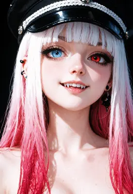 Anime Girl with Heterochromia and Fangs