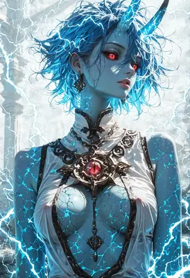 Crackling Blue Lightning Demon Queen