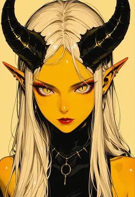 Golden Demon Maiden with Pierced Ears