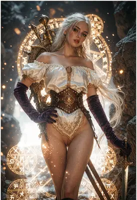 Ethereal Sorceress with Golden Magic Circle