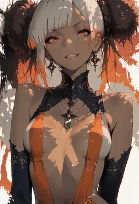 Gothic Beauty with Piercing Amber Eyes