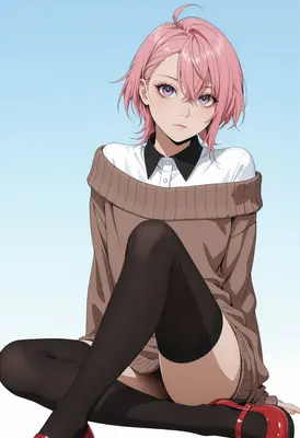 Pink Haired Girl in Oversized Sweater