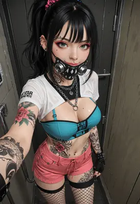 Cyberpunk Girl with Street Style Tattoos