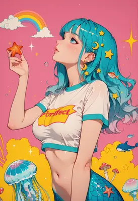 Dreamy Mermaid in a Colorful World
