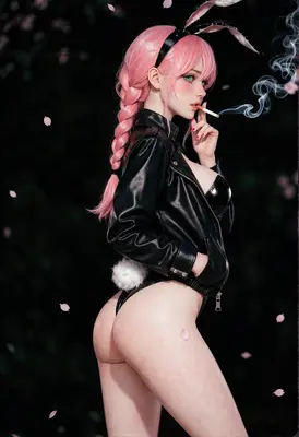 Pink Haired Bunny Girl Smoker