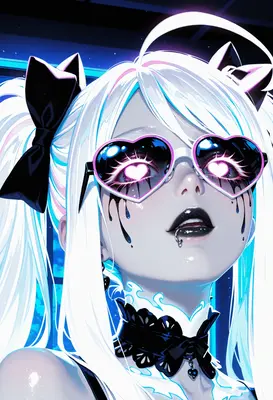 Neon Heart Goth Anime Girl