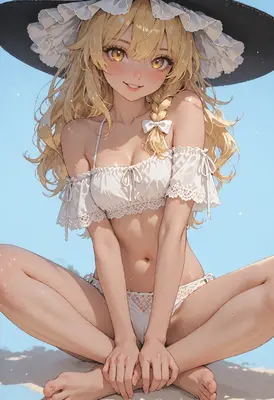 Sun-Kissed Blonde in White Summer Hat