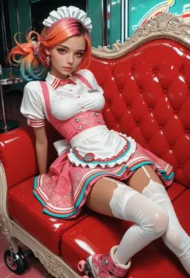 Retro Diner Maid on Red Velvet