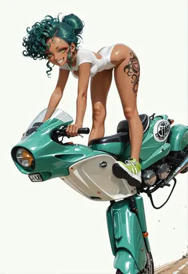 Teal Haired Biker Girl