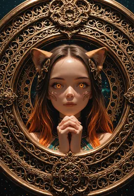 Celestial Fox Maiden in Golden Frame