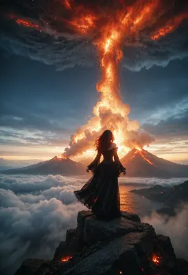 Goddess Watching the Volcanic Eruption