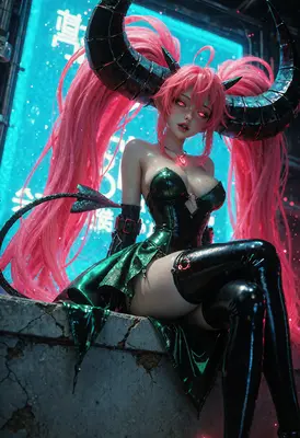 Neon Succubus in Cybernetic City