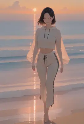 Sunset Stroll Along the Shore