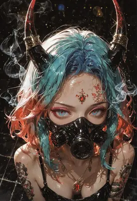 Cybernetic Demon Girl in Gas Mask