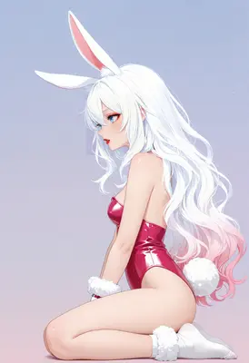 Elegant White Haired Bunny Girl
