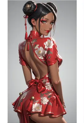 Elegant Red Floral Qipao Beauty