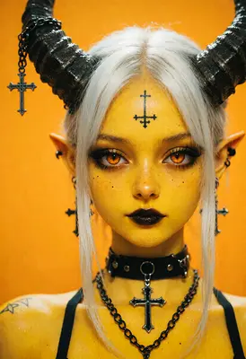 Gothic Demon Girl With Amber Eyes