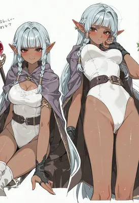 Dual Poses of a Dark Elf Mage