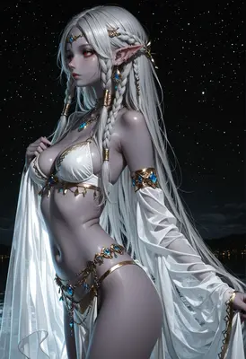 Celestial Elf Under the Night Sky