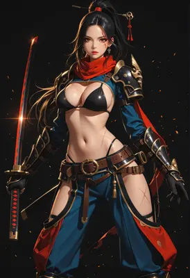Warrior Woman with Glowing Katana