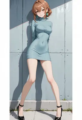 Elegant Girl in a Ribbed Sweater