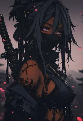 Shadowed Warrior with Petals